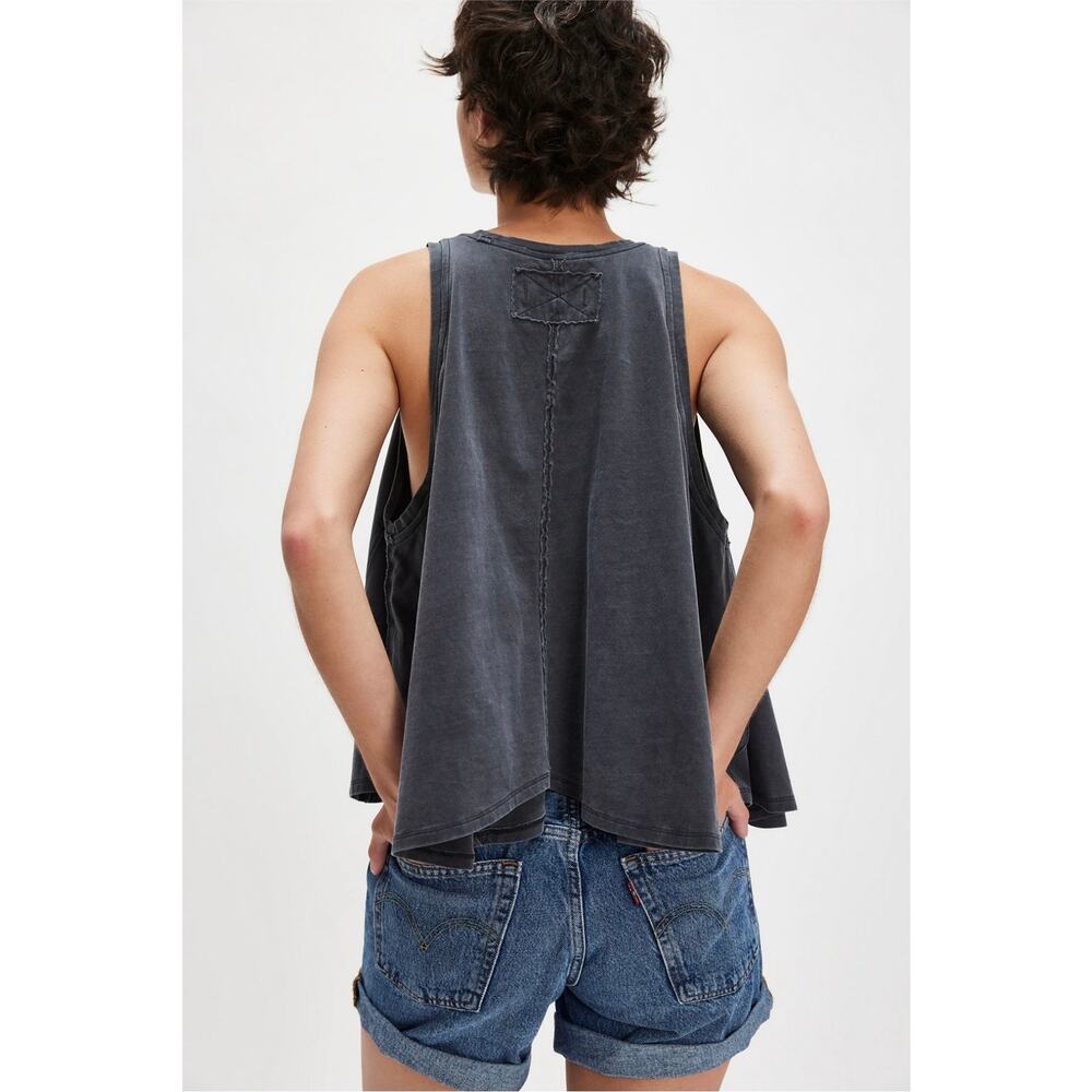 NWT Free People We The Free Hialeah Tank Top Black Distressed Swing Tee XS - Picture 4 of 6
